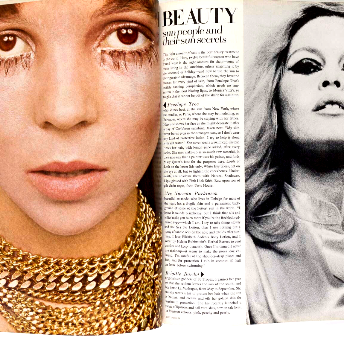 FAYE DUNAWAY Anjelica Huston TREVOR NUNN Helmut Newton NZ Vogue May 1968 BARDOT