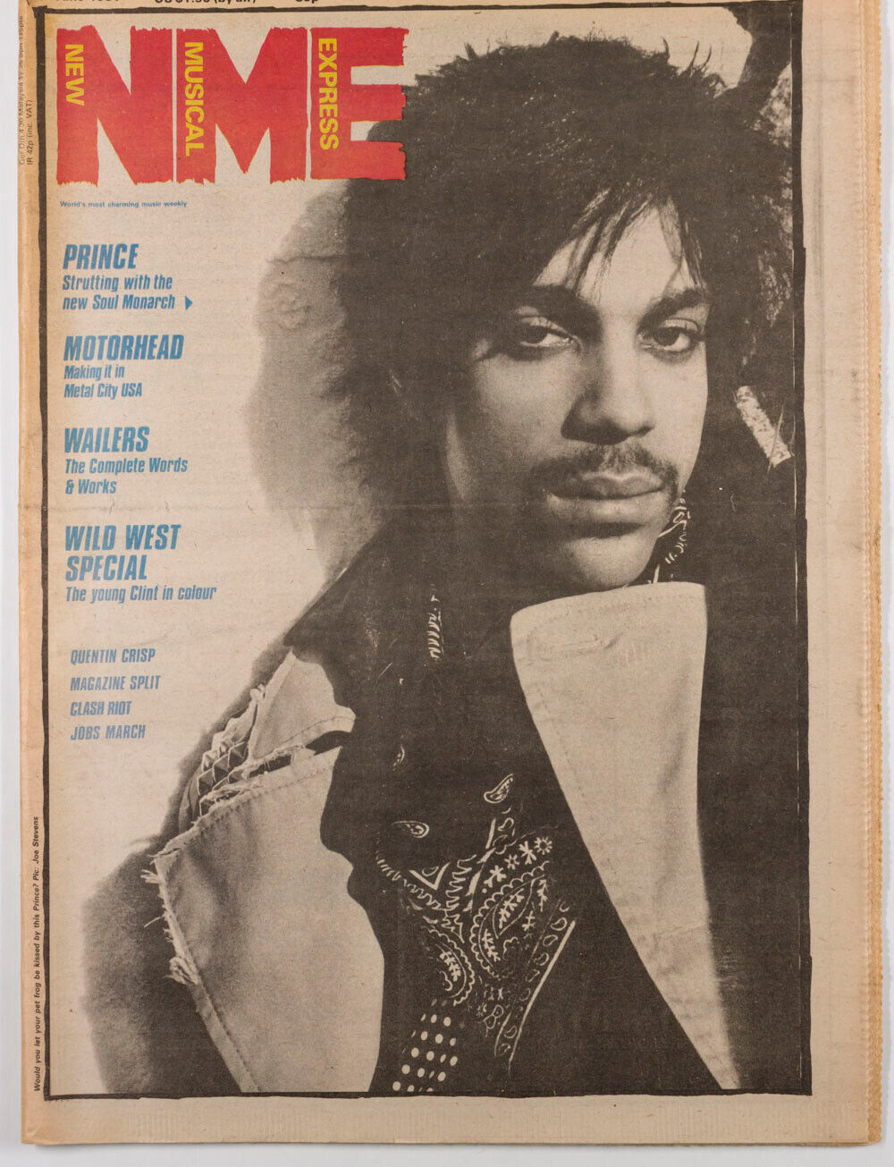 PRINCE The Clash WAILERS Bob Marley CRAMPS Quentin Crisp MOTORHEAD NME magazine