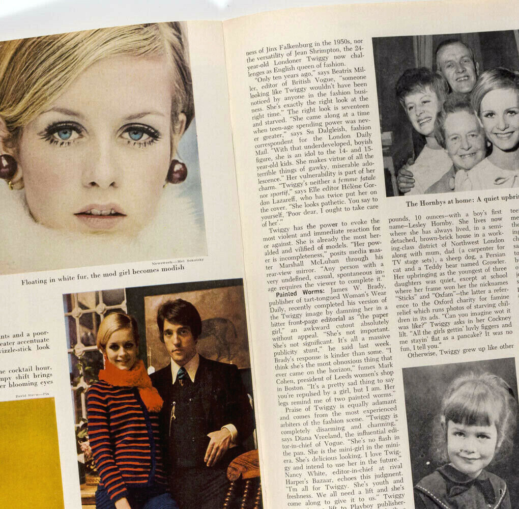 Twiggy MELVIN SOKOLSKY Bert Stern FORD MUSTANG April 1967 Newsweek magazine US