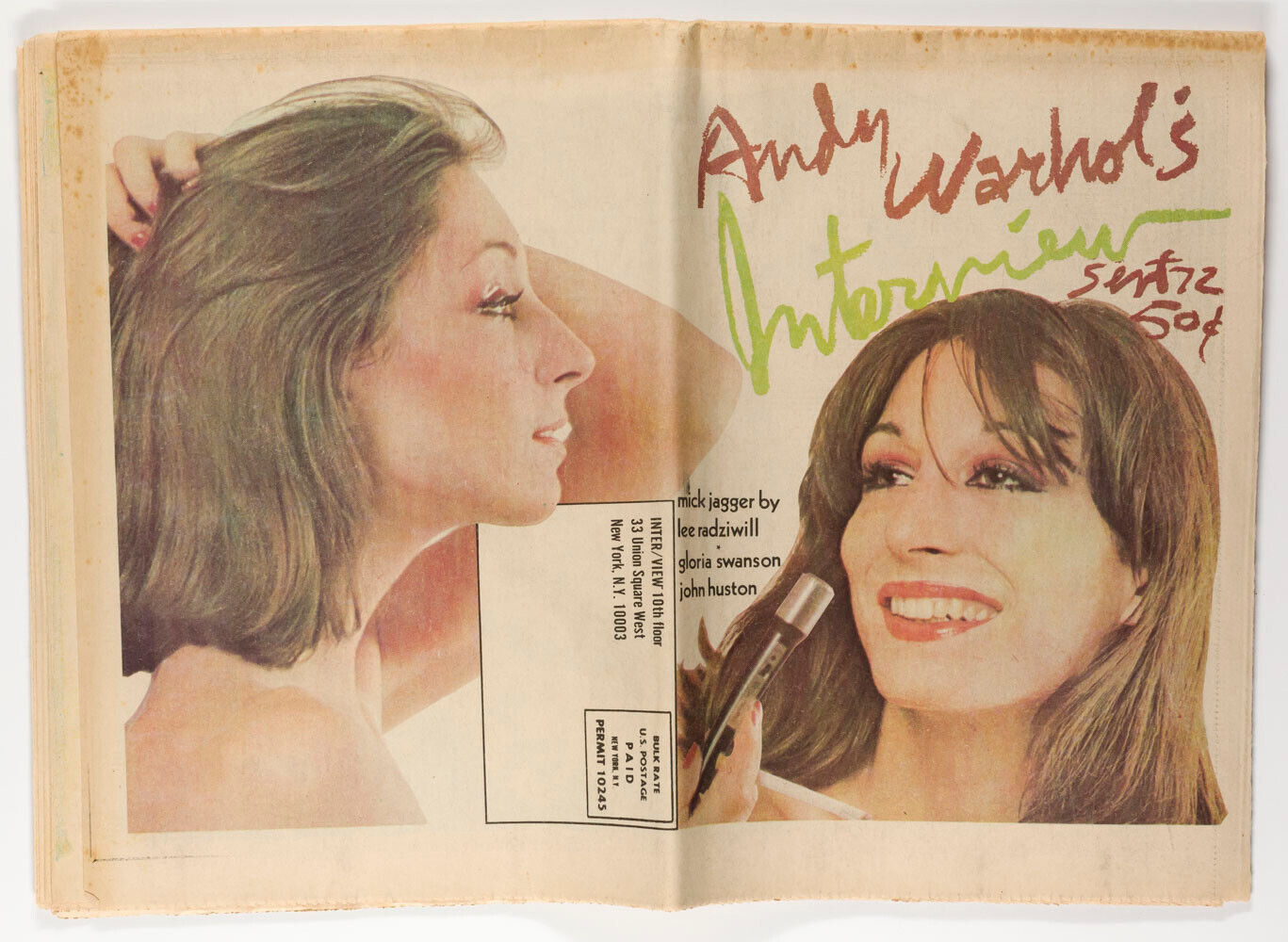 Anjelica JOHN Huston CALE Iggy Pop BOWIE Fran Lebowitz WARHOL Interview magazine