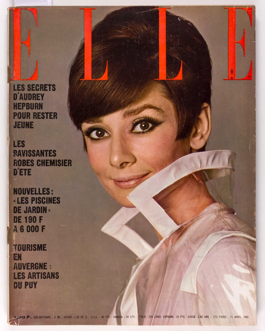 AUDREY HEPBURN Cecilia PETER KNAPP Elle magazine 21 April 1966 Chloe OP ART Dior