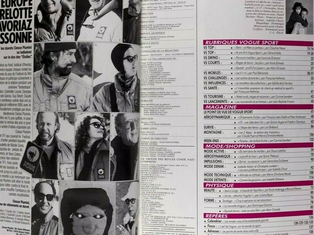 Isabelle Adjani CHRISTOPHER LAMBERT Jessica Lange VOGUE SPORT magazine DENIM vtg