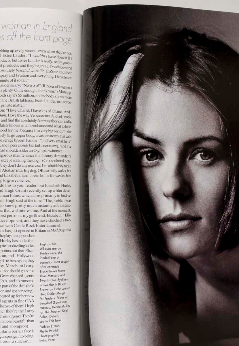 Amber Valletta IMAN Bowie HELMUT NEWTON Liz Hurley VOGUE June 1995 30th birthday
