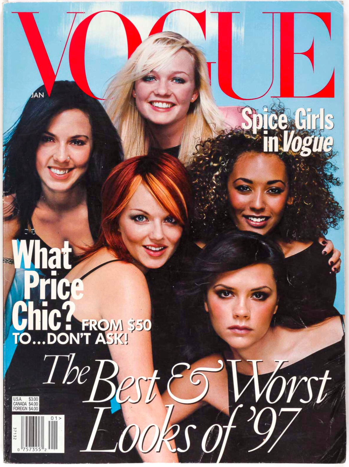 Spice Girls PATSY KENSIT Vogue magazine January 1998 Stella Tennant KAREN ELSON