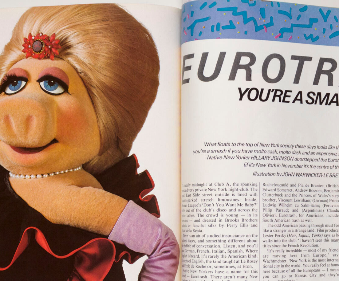 MISS PIGGY Liza Minnelli JANICE DICKINSON David Duchovny BOB MACKIE vtg TATLER