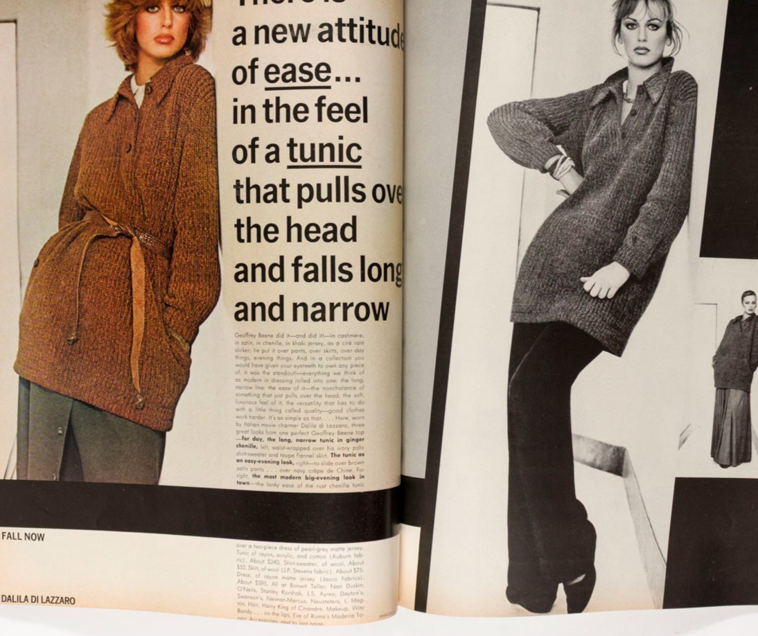 RENE RUSSO Dalila di Lazzaro DEBORAH TURBEVILLE Vogue US July 1975 50th birthday