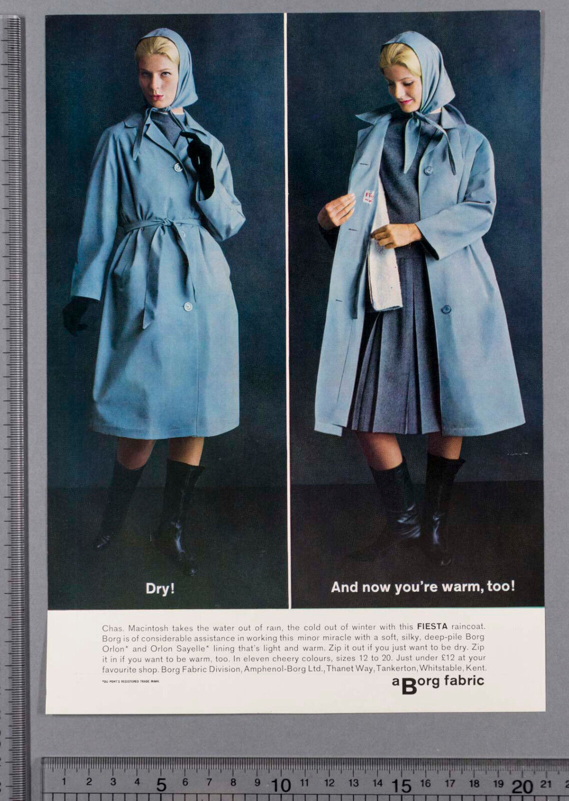 Rene Gruau CHRISTIAN DIOR Stockings VTG ad ORIGINAL MAGAZINE PAGE Borg Fabric CD
