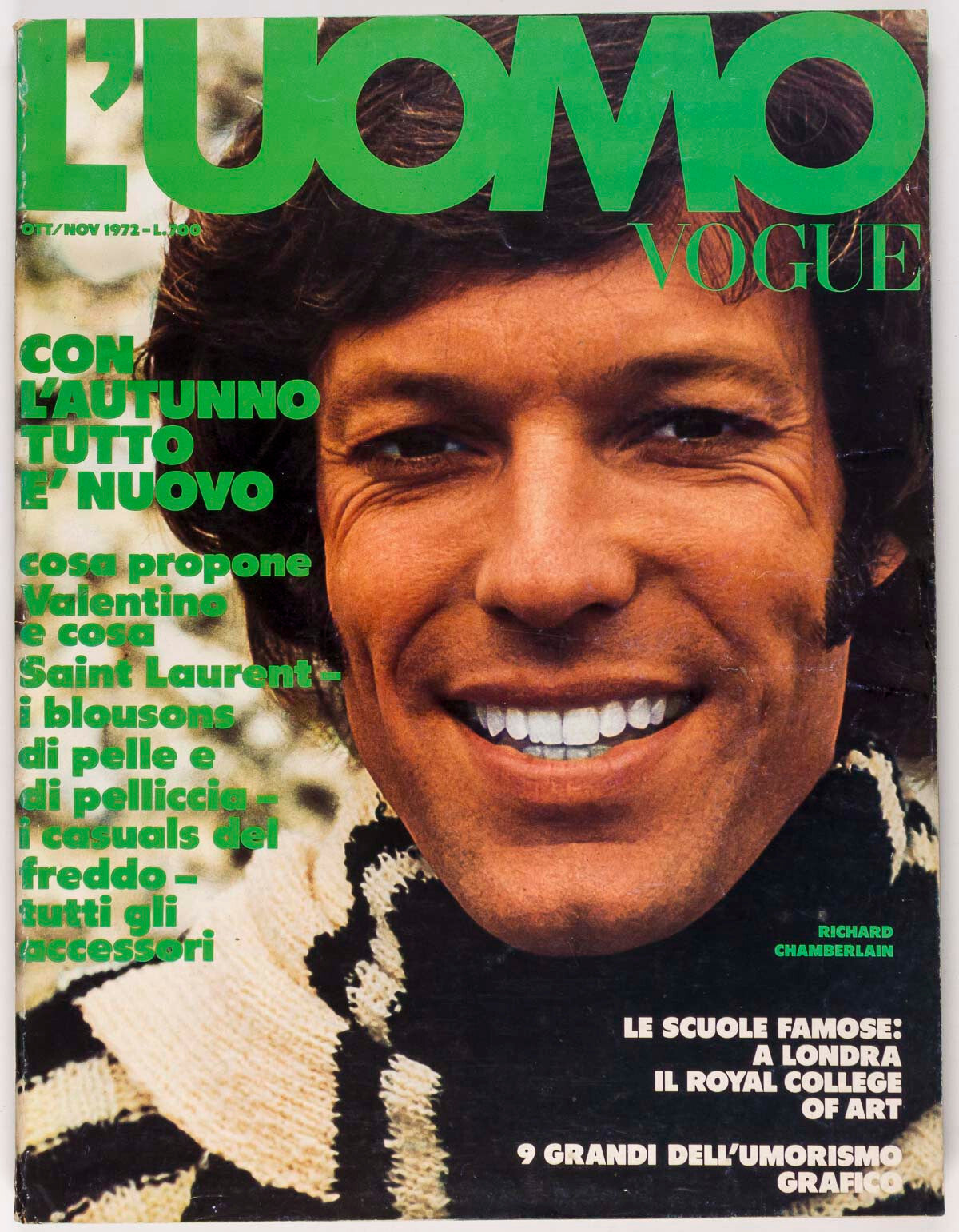 Richard Chamberlain YVES SAINT LAURENT Triumph L'UOMO VOGUE October 1972 Toscani
