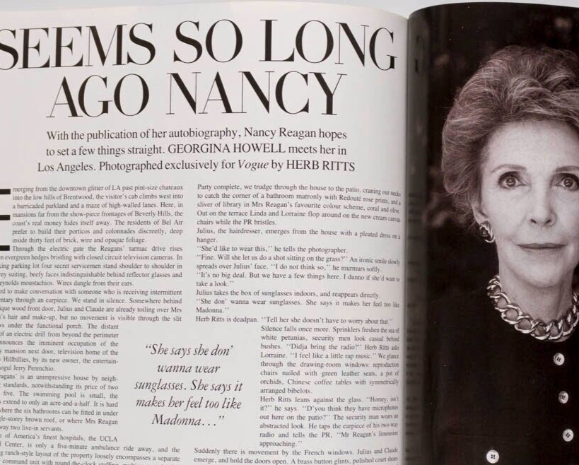 Tatjana Patitz NAOMI CAMPBELL Monica Bellucci VOGUE 1989 Nancy Reagan BLUMENFELD