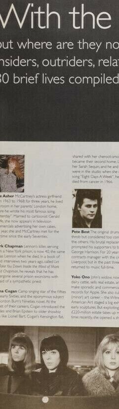 BEATLES Reunion Anthology INDEPENDENT MAGAZINE Get back to the 90s PATTIE BOYD