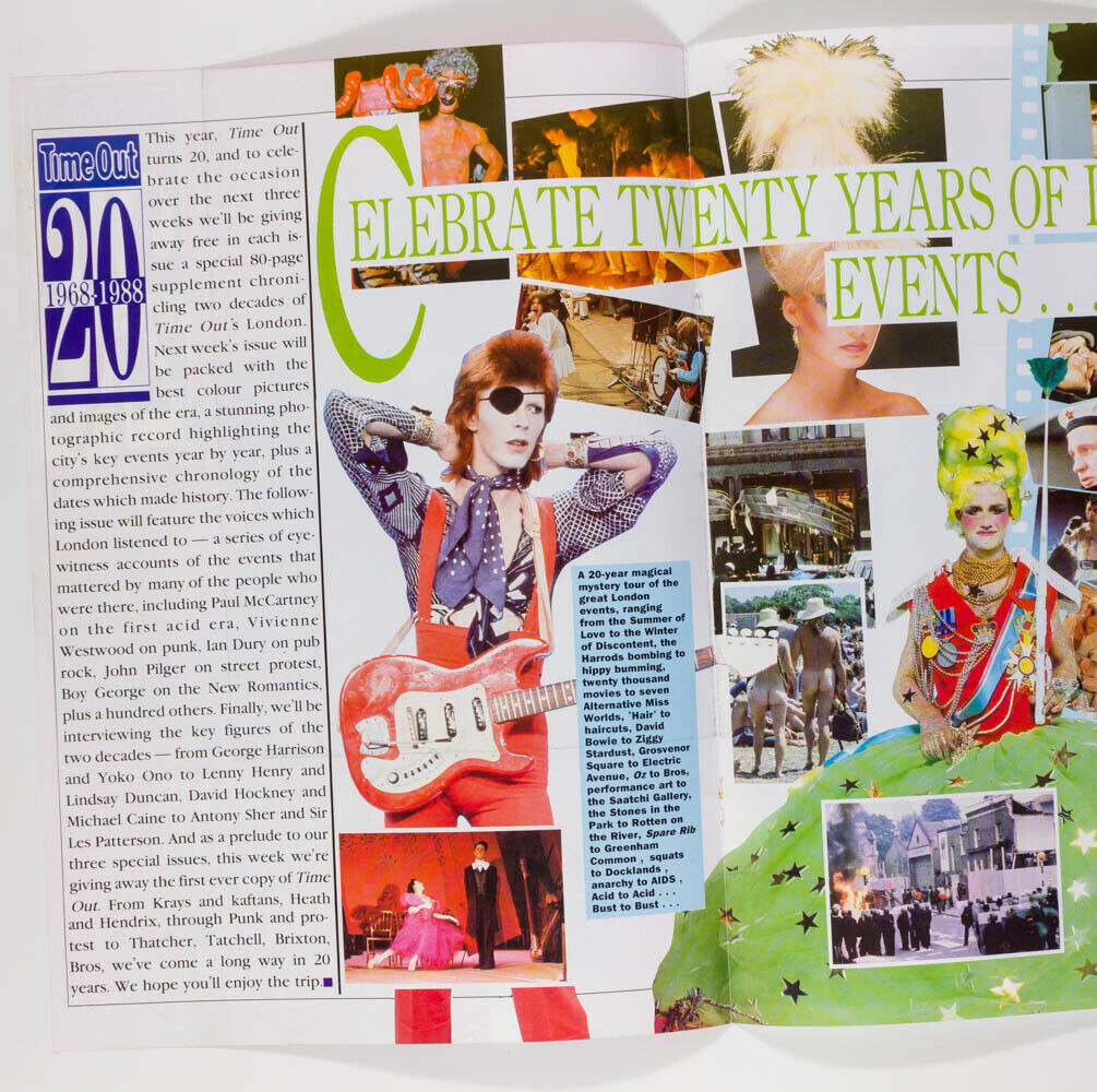 1st issue TIME OUT LONDON Alexei Sayle MARC BOLAN David Bowie 1968-1988 magazine