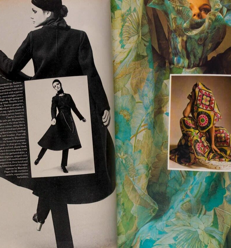 Designers at home RICHARD NEVILLE Caroline Munro HARPERS March 1970 Jules Crahay