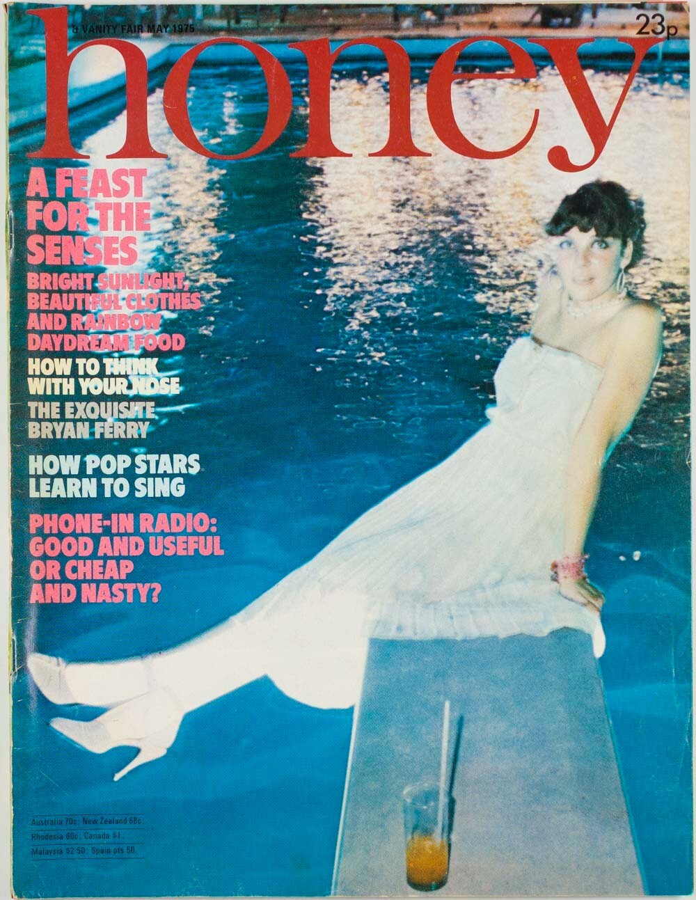 Miss Mouse BRYAN FERRY Mary Quant HONEY magazine May 1975 Biba MARGARET HOWELL