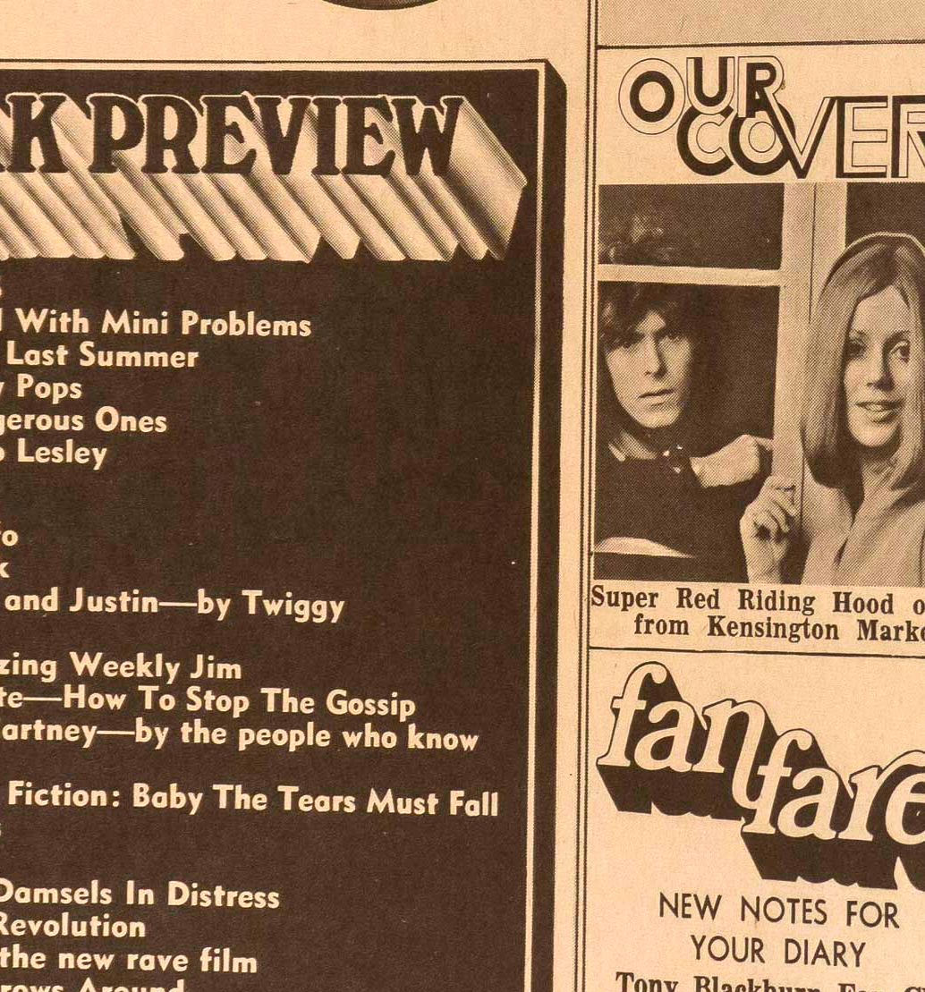 DAVID BOWIE Paul McCartney TWIGGY Mirabelle magazine January 1970 Susan George
