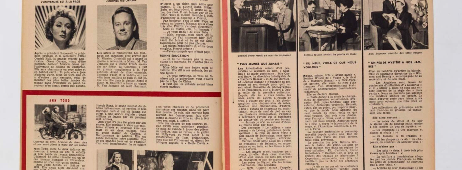 Rene Gruau SCHIAPARELLI Lucien Lelong ELLE FRANCE April 1946 Ballet Russes VTG