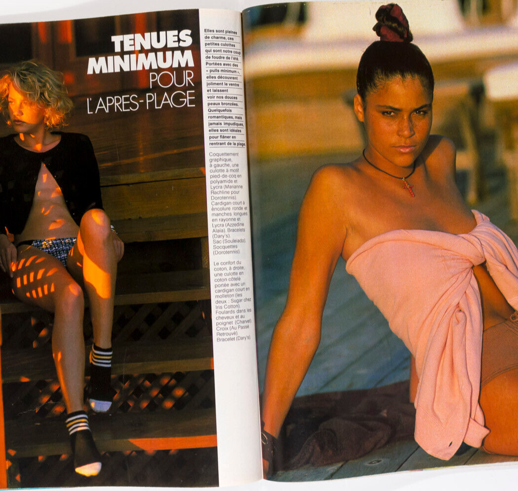CINDY CRAWFORD Elizabeth Taylor YSL Deauville BRUCE WEBER Elle magazine 1987 Jun