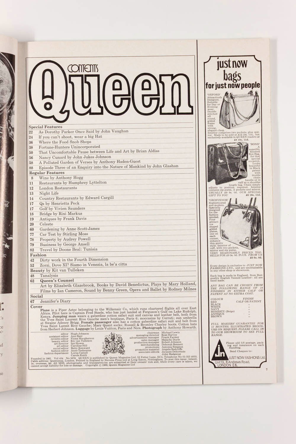 KENYA Penelope Tree BRIAN ALDISS Nancy Cunard QUEEN magazine July 1969 Italy YSL