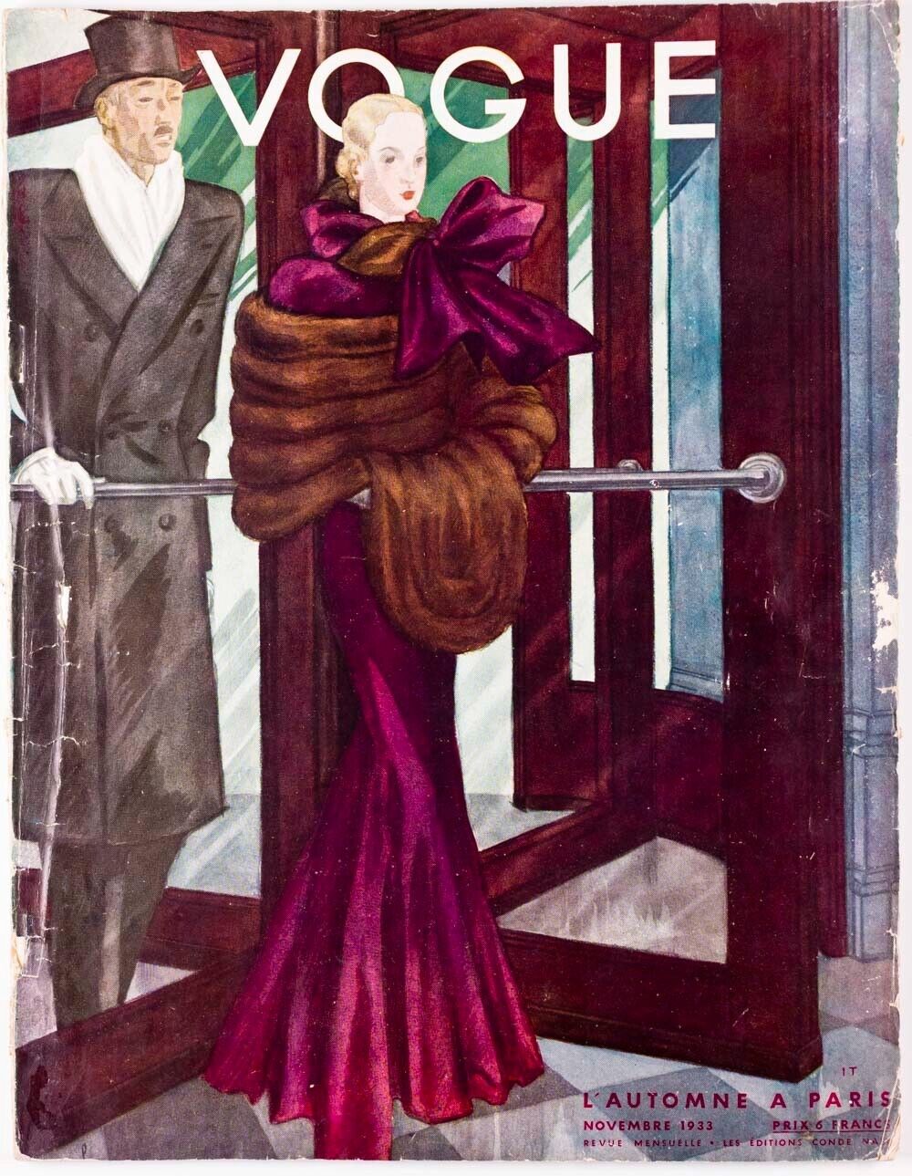 Georges Lepape MAGGY ROUFF Fall AUTUMN vtg FRENCH FASHION Paris Vogue FRANCE Art