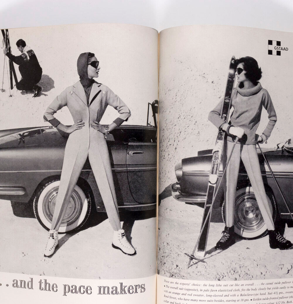 TOM KEOGH Len Deighton ST MORITZ Harpers Bazaar 1959 December EDNA O'BRIEN Paris
