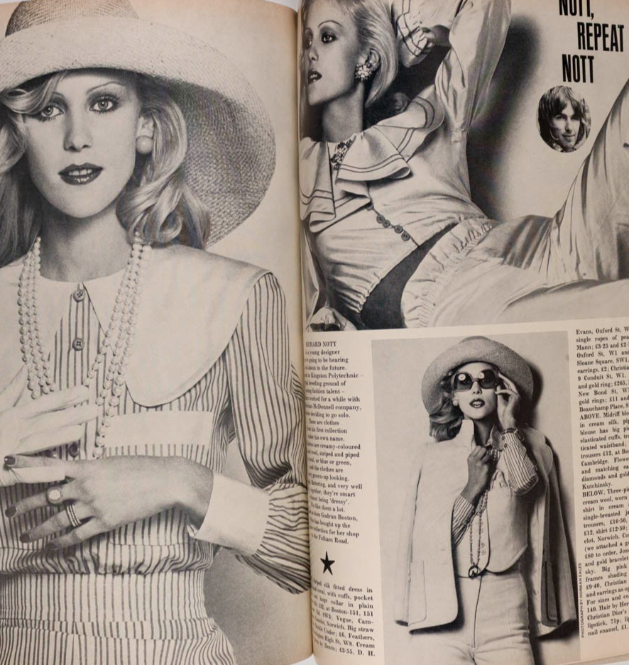MARSHA HUNT Thea Porter ANNA WINTOUR Harpers & Queen 1972 April RICHARD ELY Nott