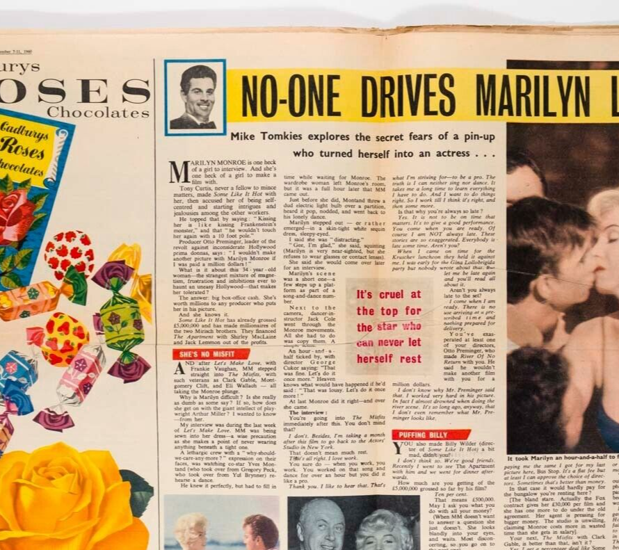 MARILYN MONROE INTERVIEW Tony Curtis NIAGARA Chief Odongo ~ 60s Weekend magazine