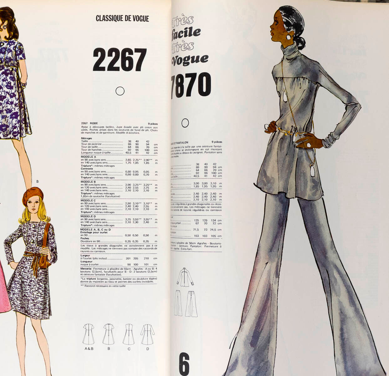 French VOGUE PATTERN RETAIL BOOK Valentino EMANUEL UNGARO Lanvin YSL Winter 1970