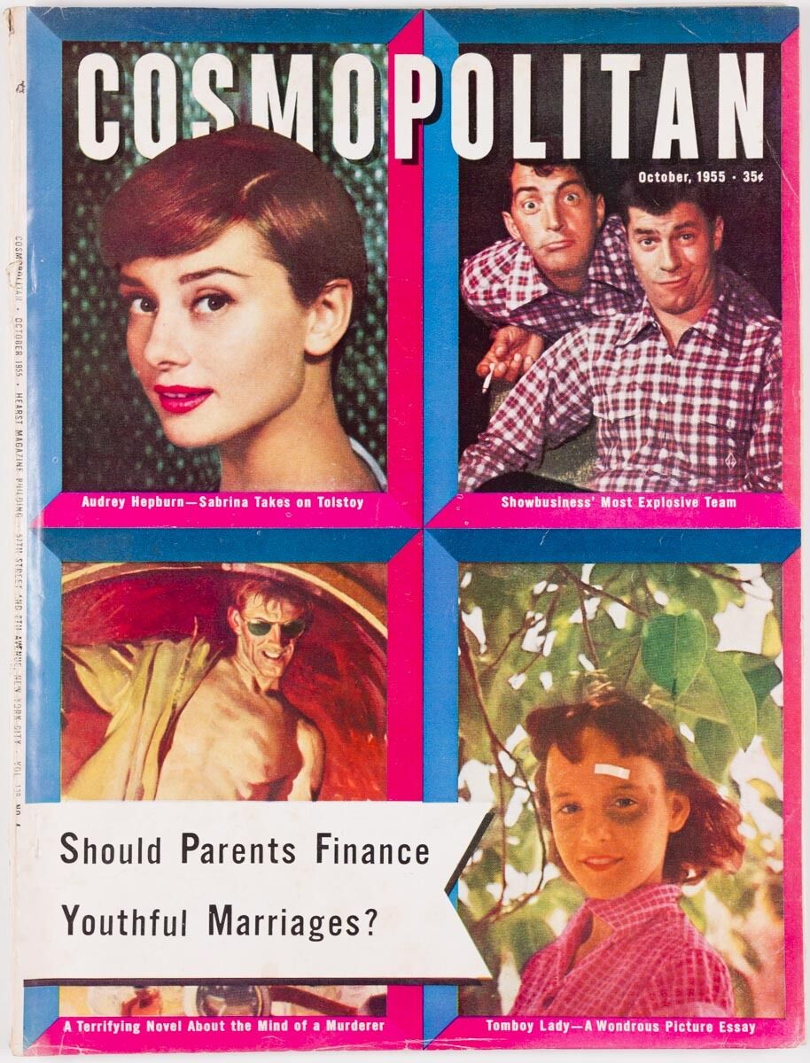 AUDREY HEPBURN Sabrina Tolstoy JERRY LEWIS Dean Martin COSMOPOLITAN MAGAZINE vtg