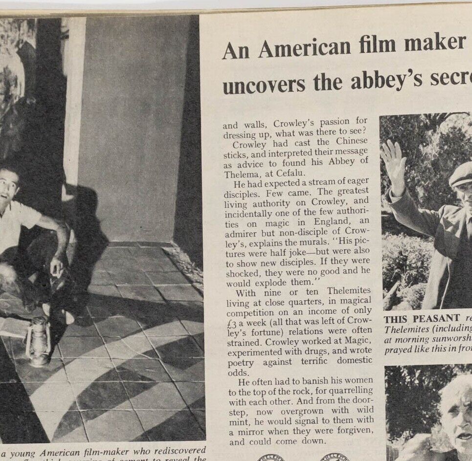 ALEISTER CROWLEY Kenneth Anger CEFALU ABBEY 50's magazine BLACK MAGIC Witchcraft