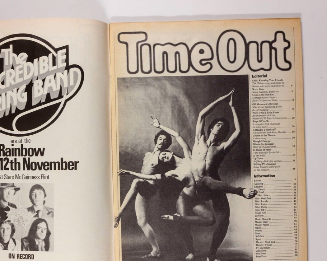 George Best LOUIS FALCO Incredible String Band TIME OUT November 1973 El Topo UK
