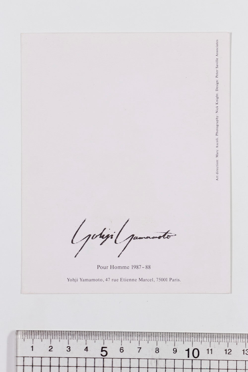 Yohji Yamamoto POUR HOMME postcard NICK KNIGHT Peter Saville MARC ASCOLI catalog