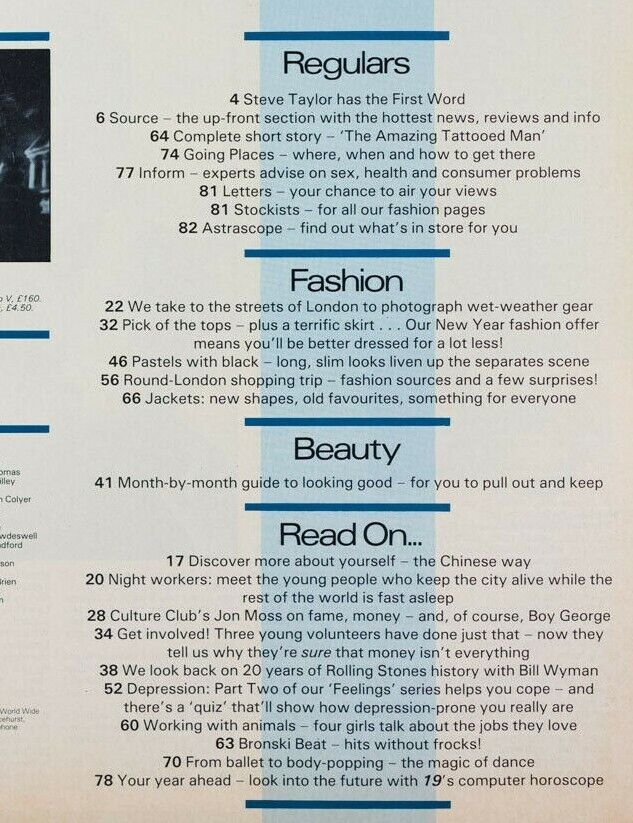 Pam Hogg BRONSKI BEAT Jon Moss BILL WYMAN Electric Ballroom HOWCHER 19 magazine