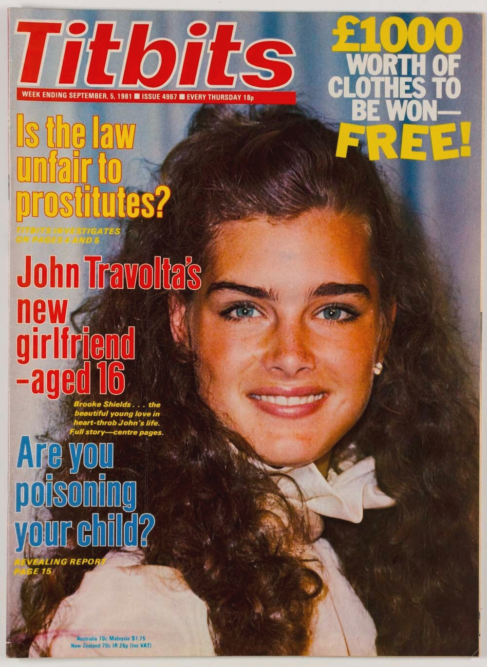 BROOKE SHIELDS John Travolta JUNE WILKINSON Titbits magazine 1981 September VTG