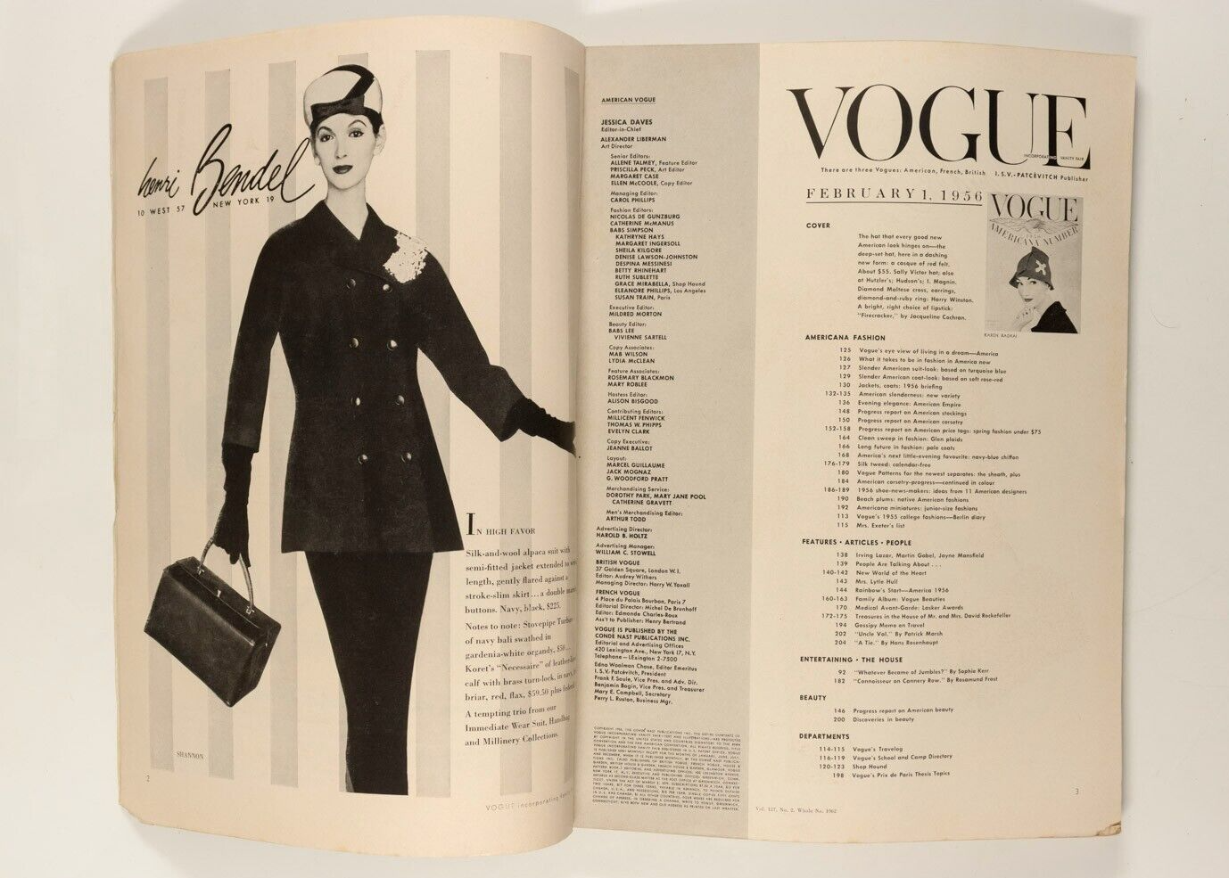 Evelyn Tripp FONSSAGRIVES Patchett US VOGUE Feb 1956 Suzy Parker JAYNE MANSFIELD