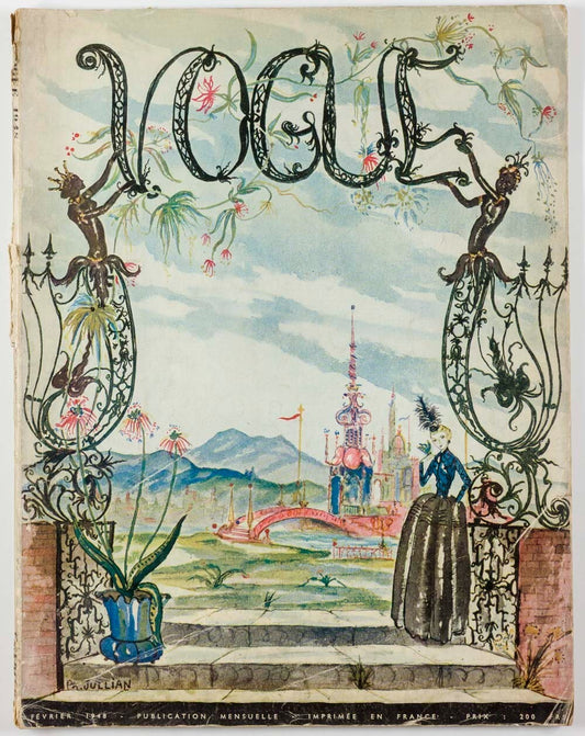 Philippe Jullian HERMES Schiaparelli PARIS VOGUE February 1948 Balmain LANVIN