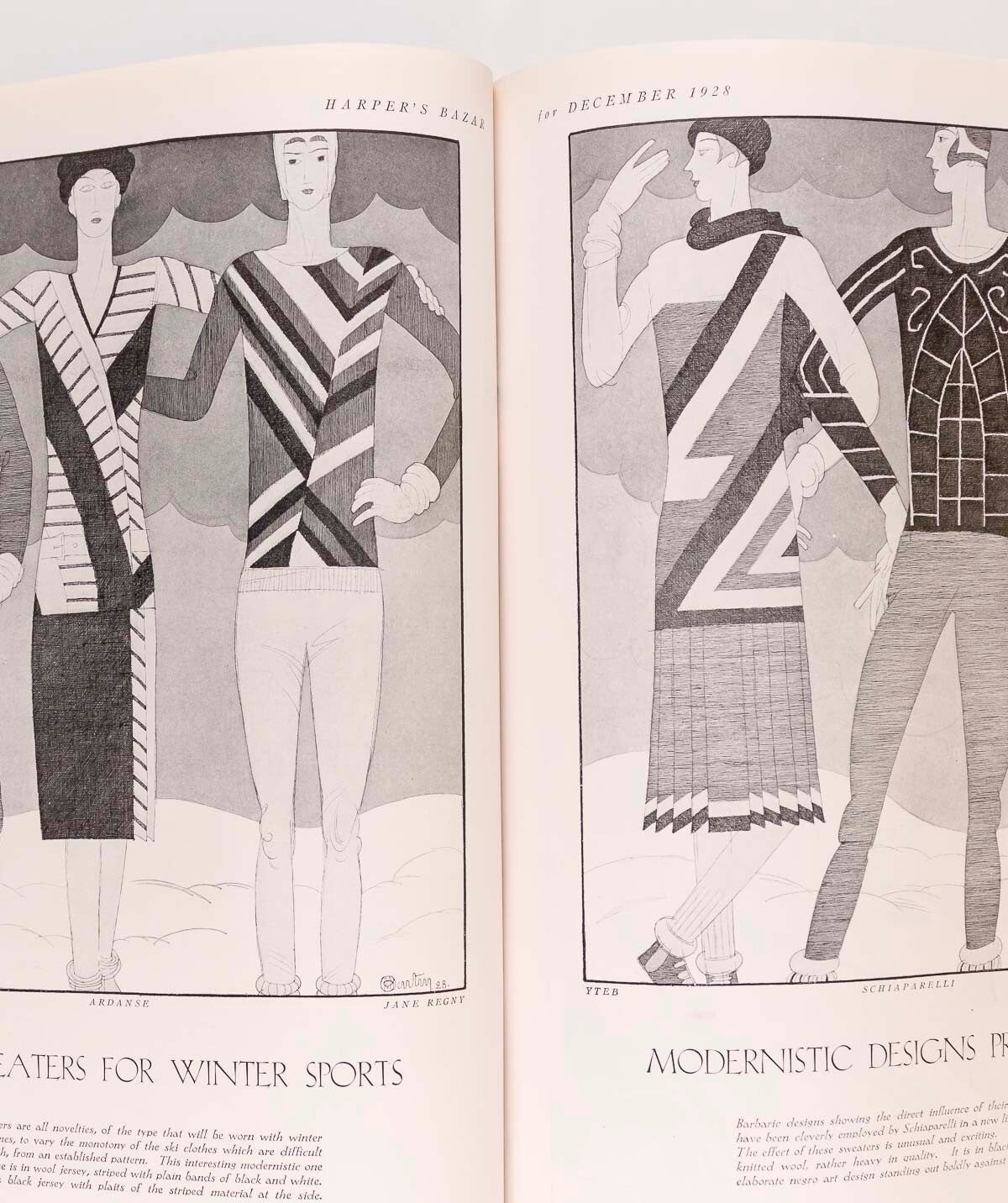 ERTE Schiaparelli ART DECO vtg HARPERS BAZAAR December 1928 Louise Boulanger US