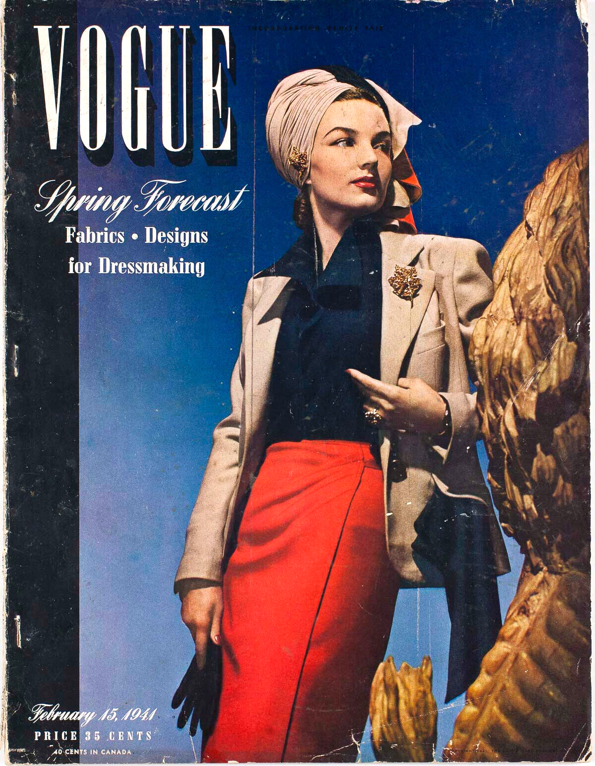 John Rawlings SPRING FORECAST Fabrics DRESSMAKING vtg US VOGUE February 15, 1941