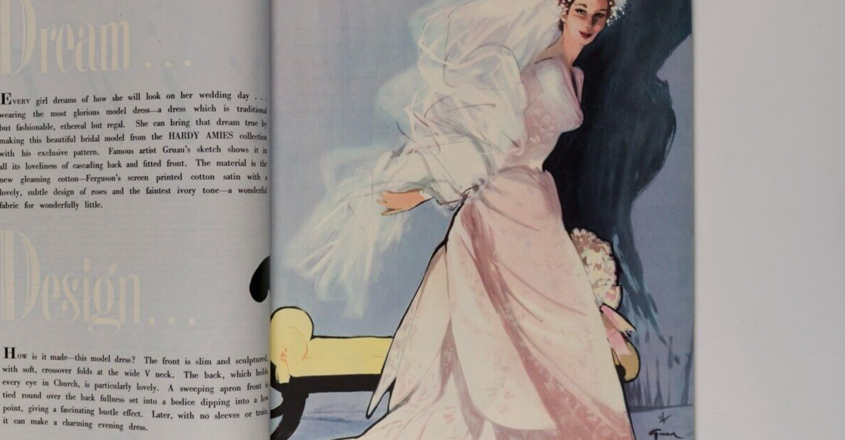 Hardy Amies RENE GRUAU Mouchy WOMAN & BEAUTY magazine 1955 March ANN SEYMOUR Ett