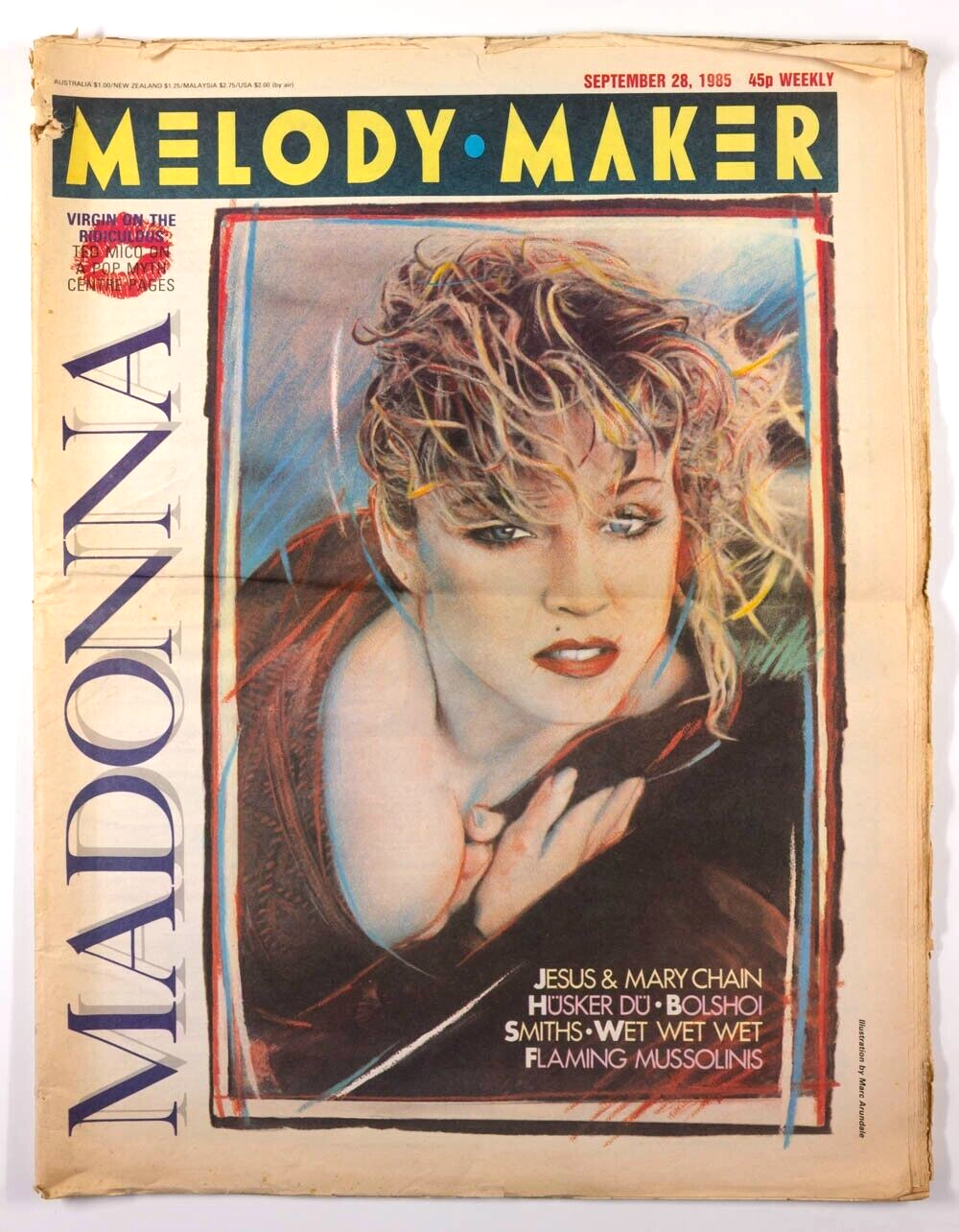 Madonna THE SMITHS Husker Du MELODY MAKER MAGAZINE Sept 1985 Jesus & Mary Chain