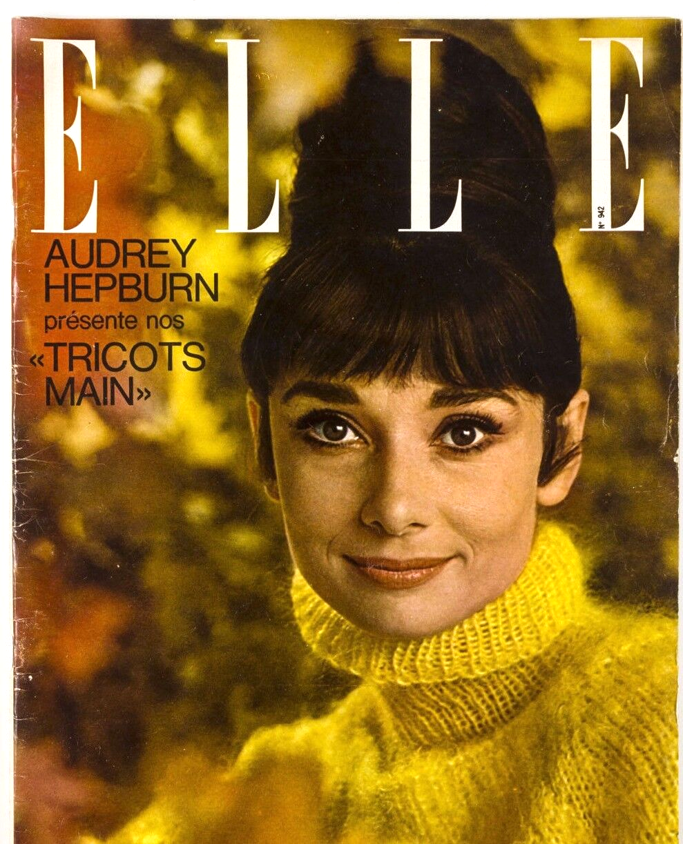 AUDREY HEPBURN Hand Knits KNITWEAR Knitting RARE FRENCH ELLE magazine VTG Paris