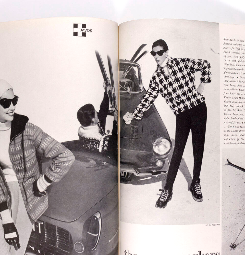 TOM KEOGH Len Deighton ST MORITZ Harpers Bazaar 1959 December EDNA O'BRIEN Paris