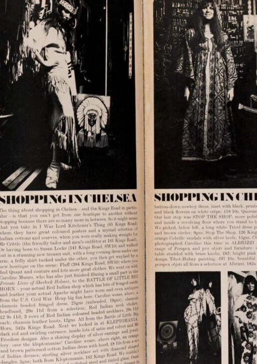 Designers at home RICHARD NEVILLE Caroline Munro HARPERS March 1970 Jules Crahay
