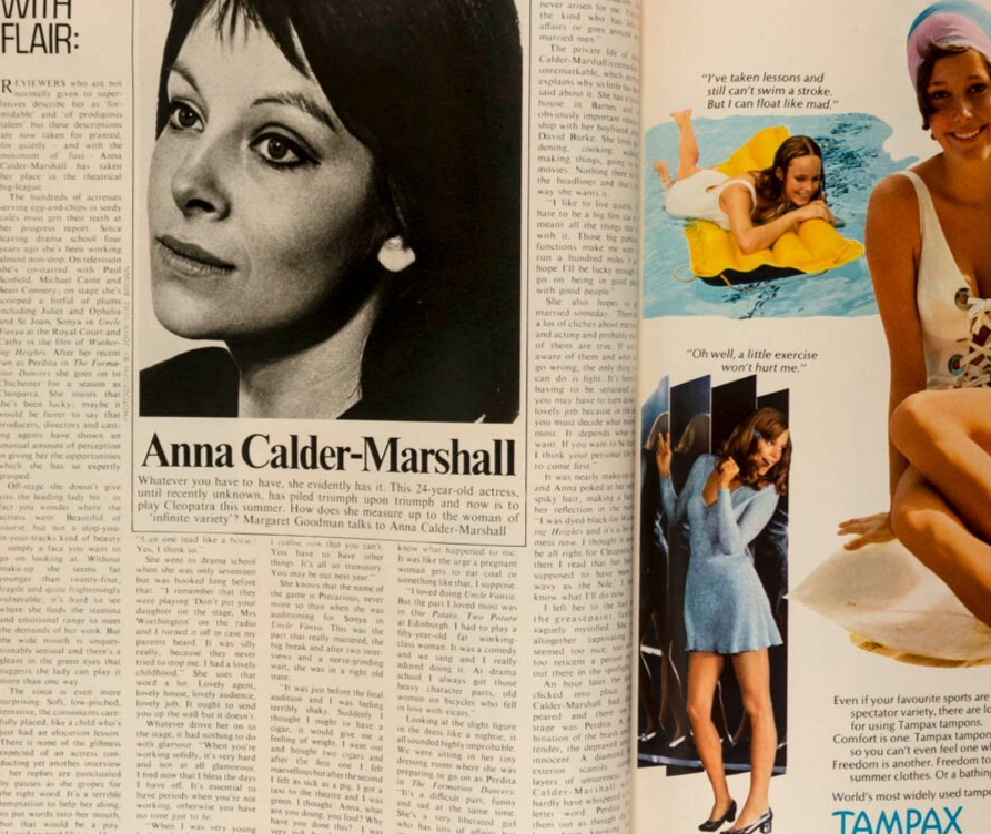 Anna Calder Marshall CHARLOTTE MARTIN Duffy LOUSADA Jilly Cooper  FLAIR May 1971