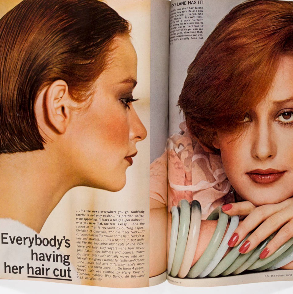 RENE RUSSO Dalila di Lazzaro DEBORAH TURBEVILLE Vogue US July 1975 50th birthday