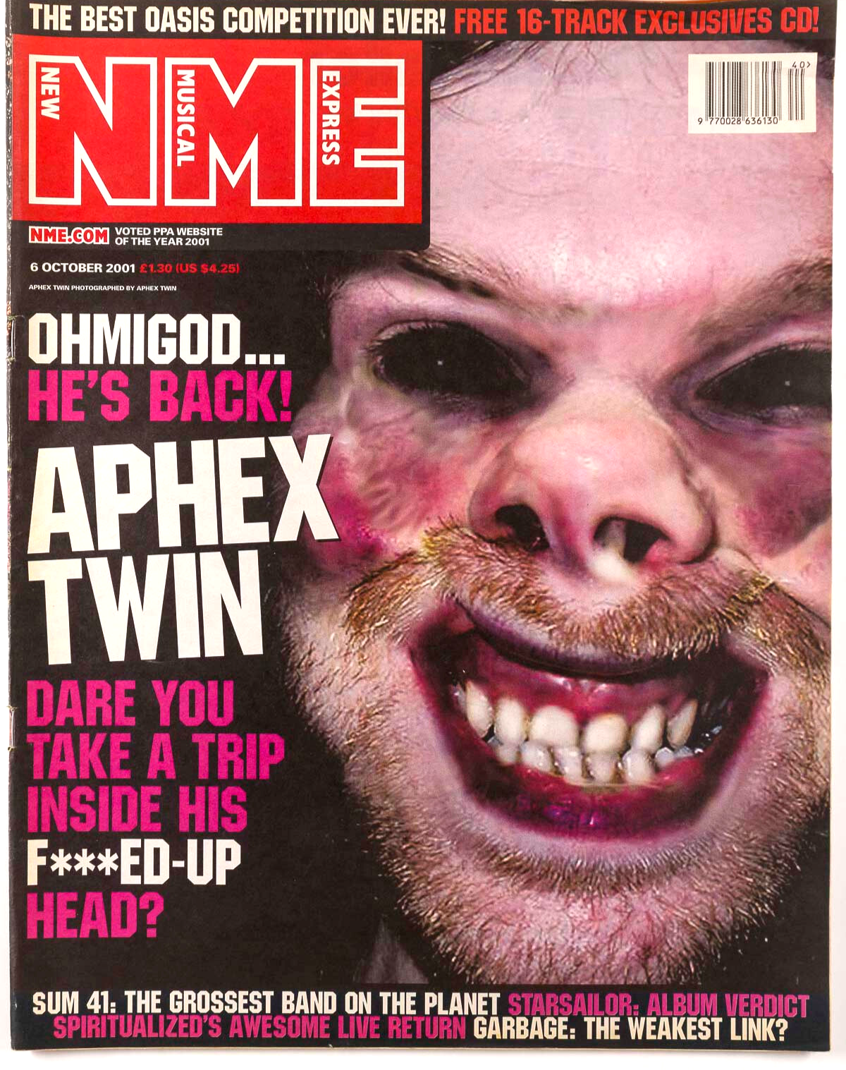 APHEX TWIN Spiritualized GARBAGE Sum 41 Pulp NME magazine 6 October 2001 Streets