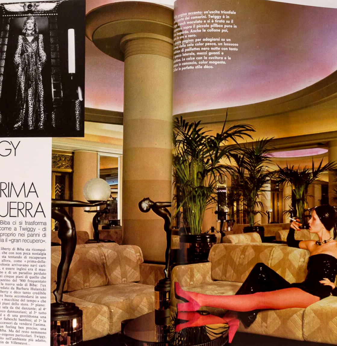Debbie Biernacki TWIGGY Biba VOGUE ITALIA March 1974 Joe Dallesandro ALTA MODA