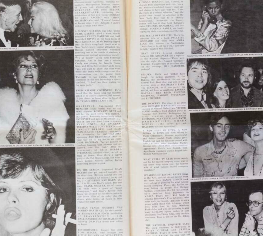AMANDA LEAR Uschi BOWIE Fran Lebowitz IGGY Jane Forth STEPHEN BURROWS  Interview