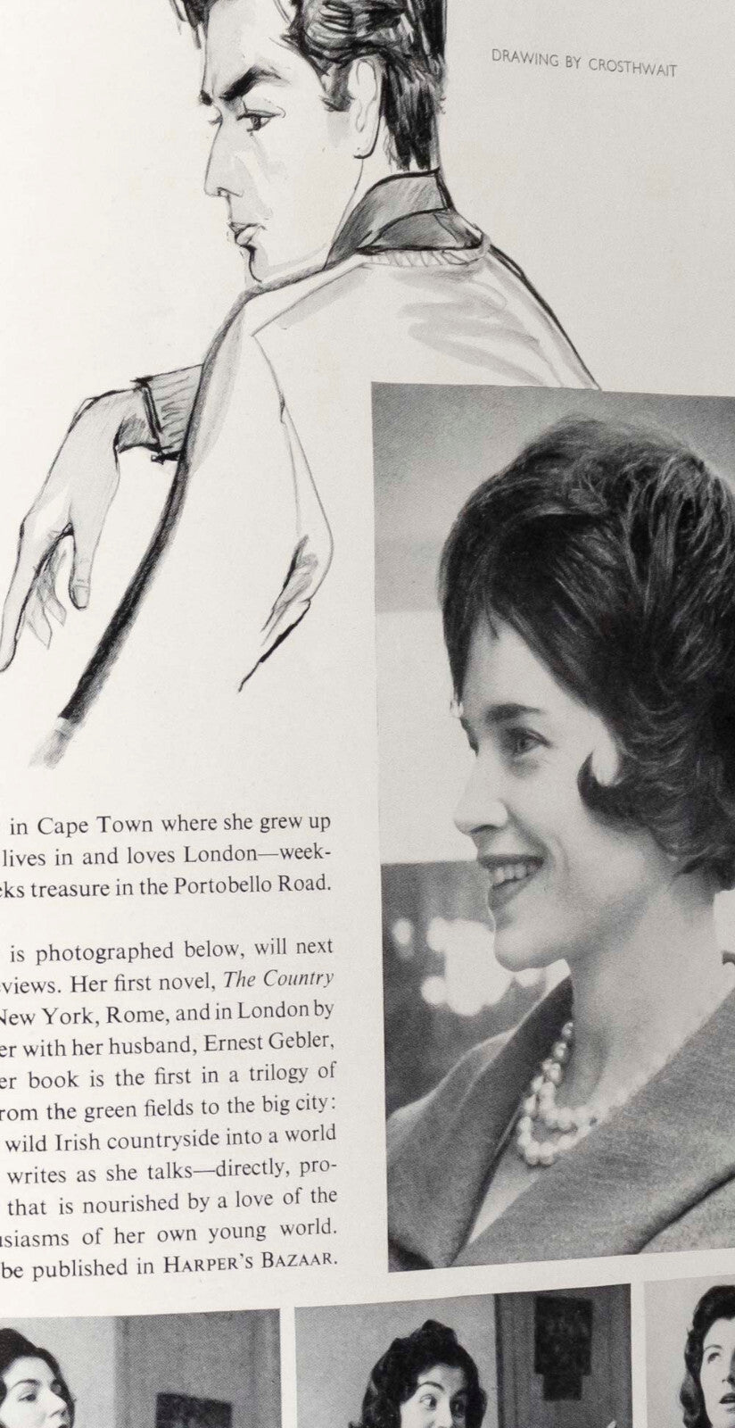 TOM KEOGH Len Deighton ST MORITZ Harpers Bazaar 1959 December EDNA O'BRIEN Paris