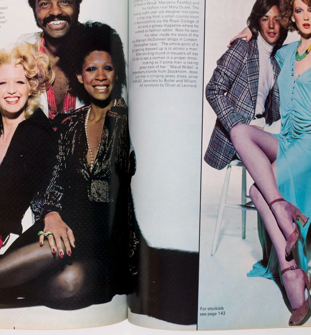 BIBA Bianca Jagger JAY JOHNSON Alan Bates COSMOPOLITAN magazine September 1972