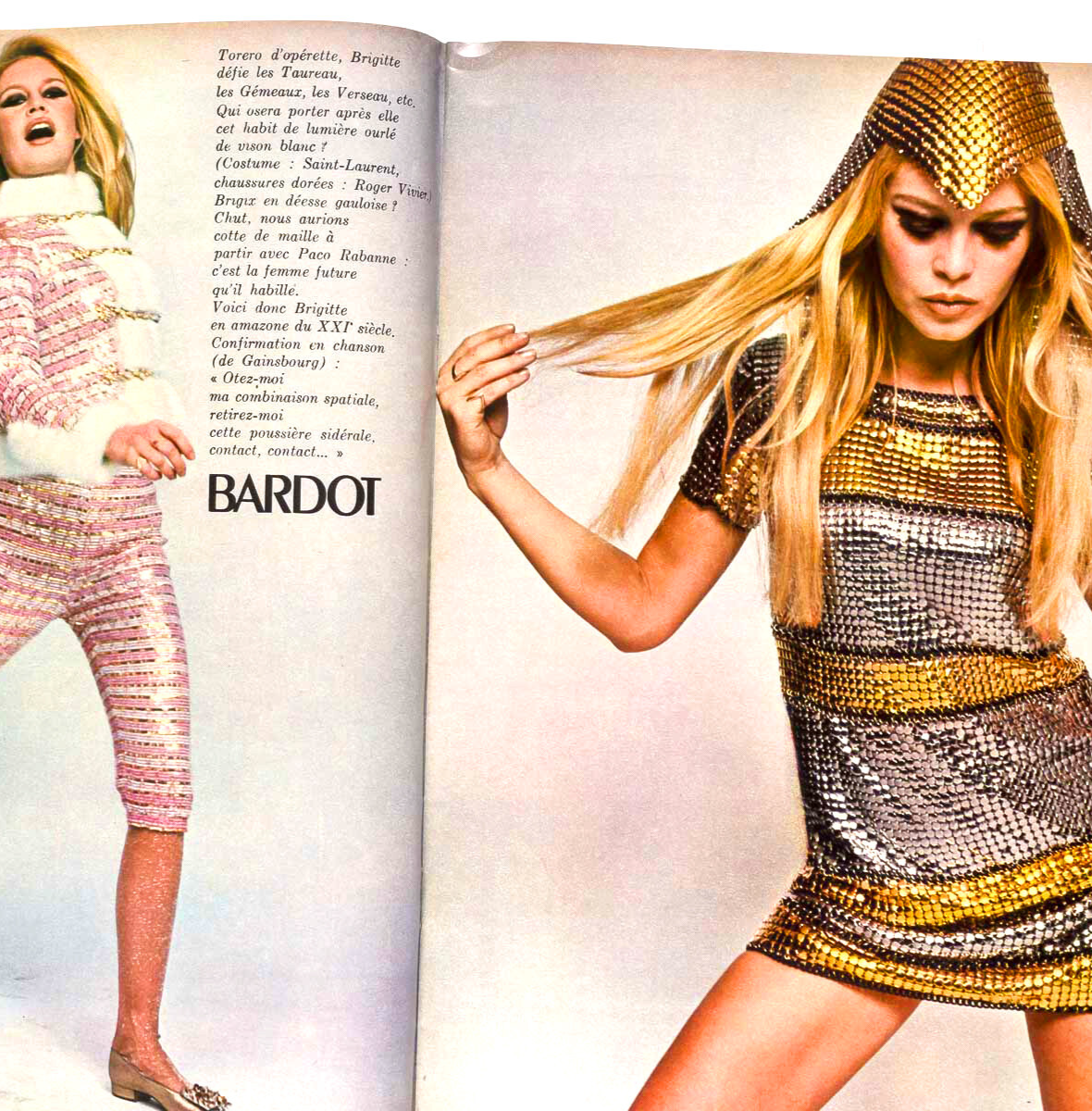 Brigitte Bardot BY David Bailey FRENCH ELLE MAGAZINE December 7 1967 Noel FRANCE