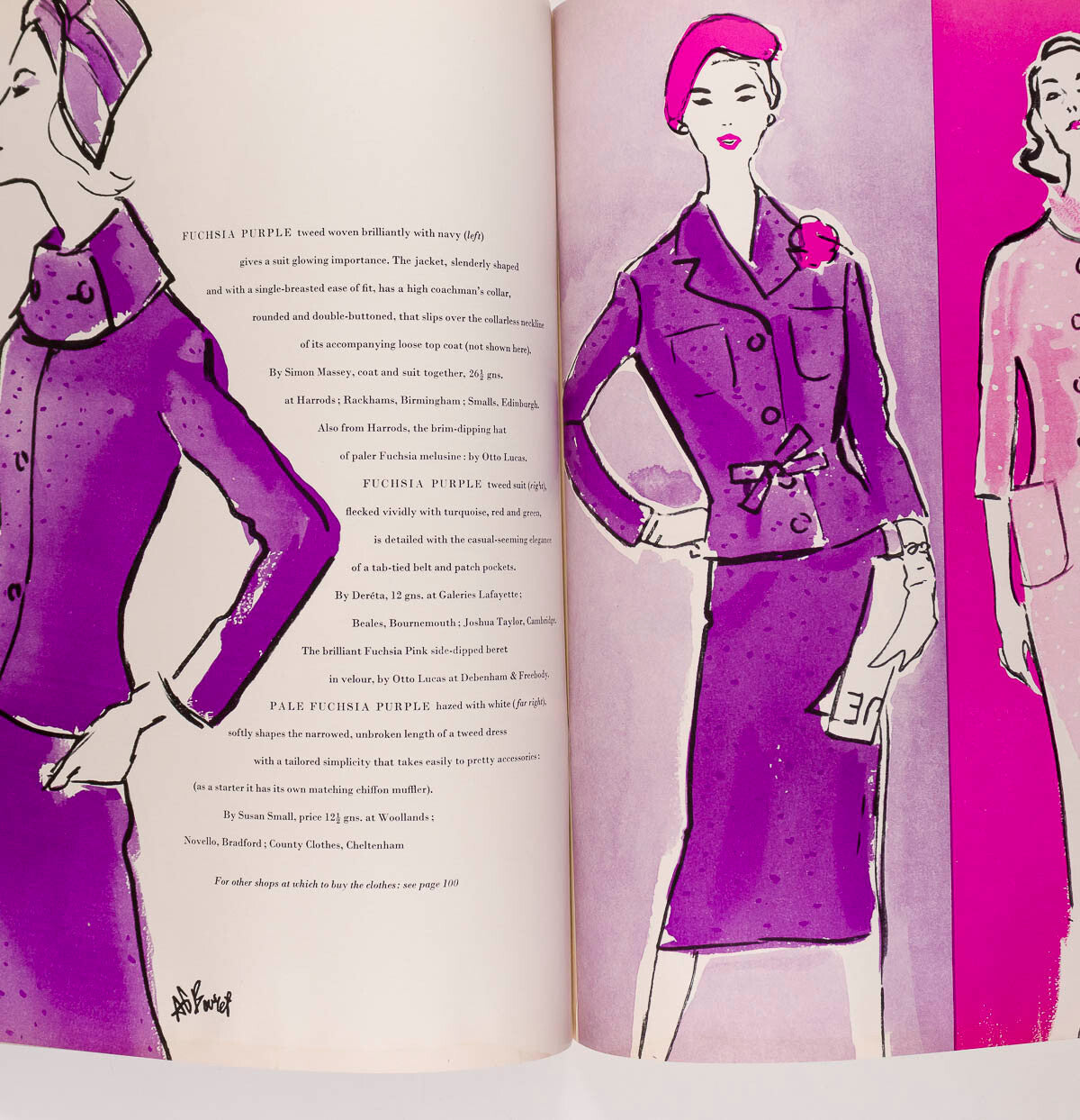 Marie Helene Arnaud NORMAN PARKINSON Helmut Newton RENE BOUCHE vtg FUCHSIA VOGUE